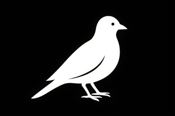 Fototapeta premium Simple White Bird Silhouette on Black Background