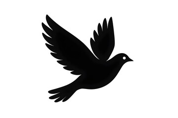 Obraz premium Simple Black Dove in Flight Silhouette on White Background