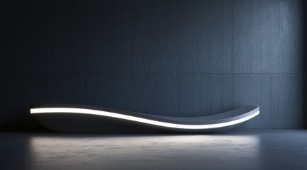 Modern, sleek bench with glowing light