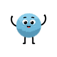 &ldquo;Happy Blue Furry Cartoon Character with Raised Arms &ndash; Cute Smiling Mascot Illustration&rdquo;
