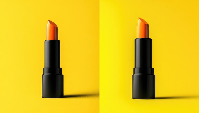 Orange lipstick on a yellow background