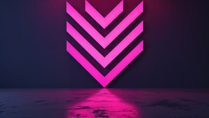 Bold chevrons glowing in the dark on plain dark background