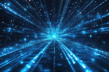 Fototapeta premium Digital tunnel of light and data streams