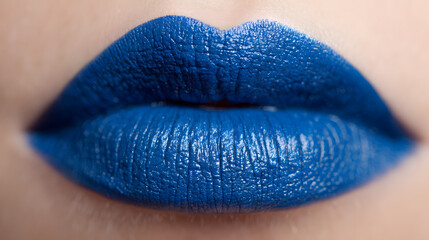 Lipstick Mouth Beauty Closeup Makeup, Striking Blue Lips in Macro Detail, Bold and Elegant Fashion Statement, Professional Cosmetic Color for Glamorous Looks and High-End Editorial Style