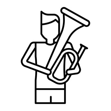 musician holding tuba outline clip art preview