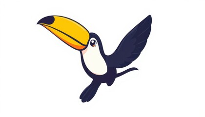 Naklejka premium playful toucan mascot logo with whimsical illustration on a white background