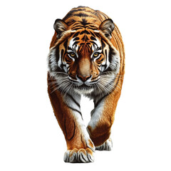Obraz premium Majestic Tiger Walking Wild Cat Portrait Powerful Predator Orange Stripes Jungle King Feline Beauty