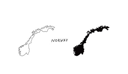 シンプルなノルウェーの地図の手書きベクターイラスト