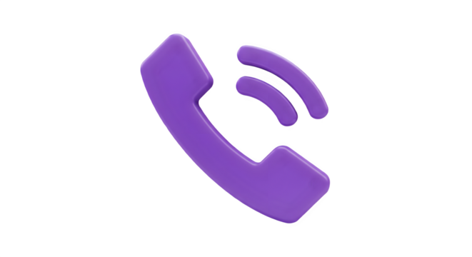 Purple 3D phone icon ringing. Communication concept. 3D icon, plastic illustration style on transparent or white background