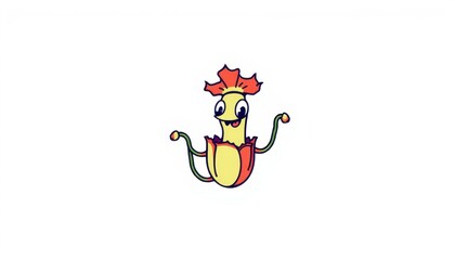 quirky venus flytrap mascot logo with playful illustration on a white background