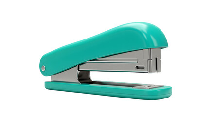 Teal stapler on a black background.  A simple, clean office supply. 3D icon, plastic illustration style on transparent or white background