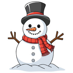 Festive snowman for winter celebration isolated vector illustration on white background