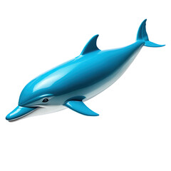 Obraz premium A stylized dolphin glistens with a smooth, vibrant blue finish on a stark, minimalist backdrop.