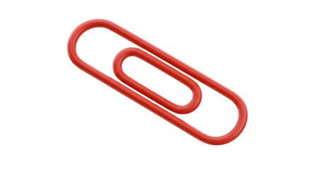 Obraz premium Red paperclip isolated on black background. Simple office supply. 3D icon, plastic illustration style on transparent or white background