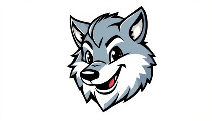 delightful wolf mascot logo with whimsical illustration on a white background