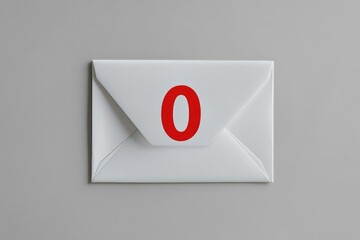 White envelope with red zero