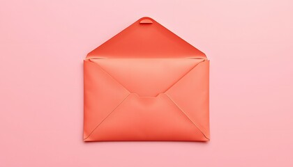 An orange  hued envelope placed on a soft pink background, simple and visually appealing. 