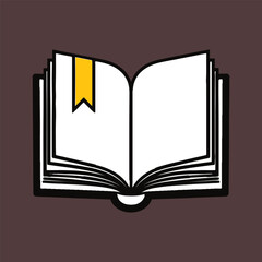 Clean Line Art Illustration of an Open Book with Flat Pages