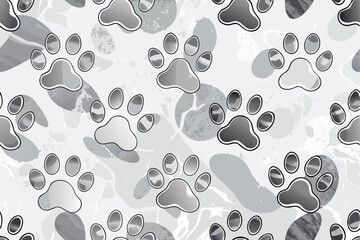 seamless pattern pet prints paw patterns with foi.eps