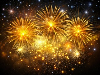 Explosive Golden Fireworks Night Sky - Loopable Motion Design Element Double Exposure Texture