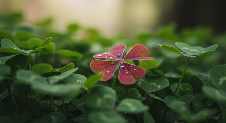 Red Clover Amongst Green Foliage: A Macro Photography Shot