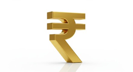 Innovative 3D Golden Indian Rupee Symbol with Modern Design and Perspective