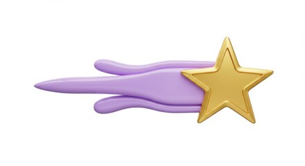 Fototapeta premium Stylish purple and gold star-shaped accessory with fluid design elements