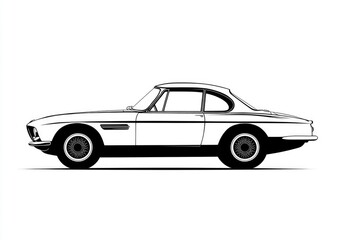 Naklejka premium Classic coupe profile. Detailed side view of a vintage sports car, sleek lines and classic design