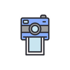 Trendy Instant Camera Icon With Photo Being Printed Illustration