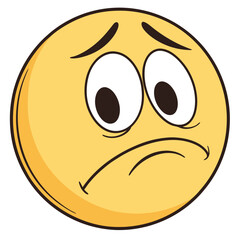 Depressed emoticon on white background. Adobe Illustrator Artwork