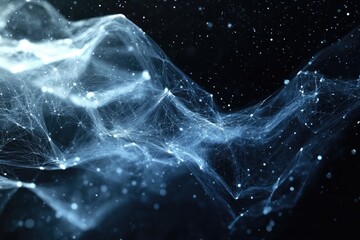 Abstract network of light, interconnected, flowing shapes