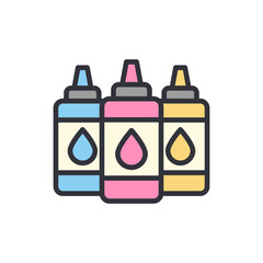 Colorful Graphic Primary Ink Bottles For Artistic Applications