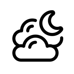 Cloudy Night Line Icon. Single icon, line vector icon