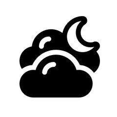 Cloudy Night Glyph Icon. Single icon, glyph vector icon