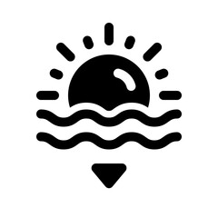 Sunset Glyph Icon. Single icon, glyph vector icon
