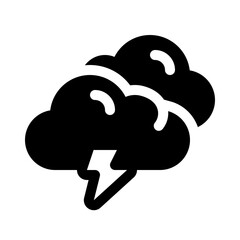 Thunder Cloud Glyph Icon. Single icon, glyph vector icon