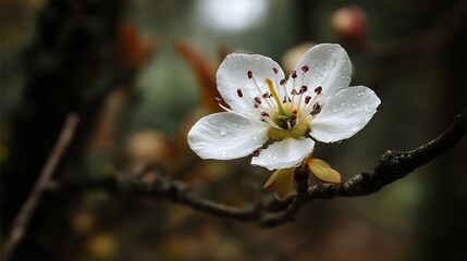 Ultra-Realistic Close-Up of Flower on Tree Branch