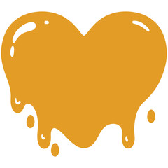 Glossy golden heart dripping with honey-like liquid, stylized in a smooth and bold design. Ideal for romantic, sweet, or dessert-themed illustrations and branding.
