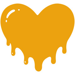 Glossy golden heart dripping with honey-like liquid, stylized in a smooth and bold design. Ideal for romantic, sweet, or dessert-themed illustrations and branding.
