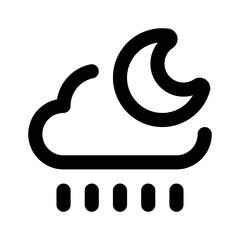 Night Rain Simple Line Icon. Single icon, line vector icon