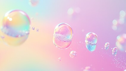 Colorful soap bubbles, pastel rainbow background.  Abstract, ethereal, and vibrant