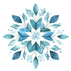 Fototapeta premium Watercolor leaf mandala design transparent background floral art nature inspired aesthetic style