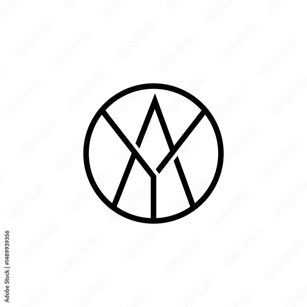 Fototapete circular initial ya logo design: a minimalistic logo featuring intertwined letters encircled, render