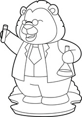 Lion Scientist Test tube Animal Vector Graphic Art Illustration
