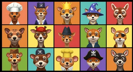 Fototapeta premium Cartoon animal characters collection