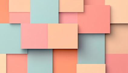 Abstract geometric pattern of overlapping squares in pastel colors