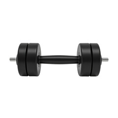 Fototapeta premium Sleek black dumbbell with chrome accents, ideal for gym workouts, modern fitness equipment..