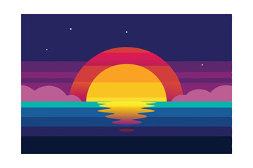 sunset over the quiet ocean