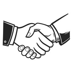 Fototapeta premium Hand shake black vector icon isolated on white background. Adobe Illustrator Artwork