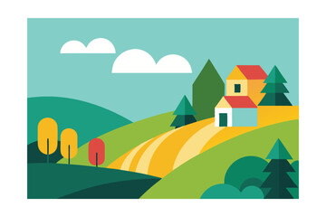 Fototapeta premium vector illustration of a village